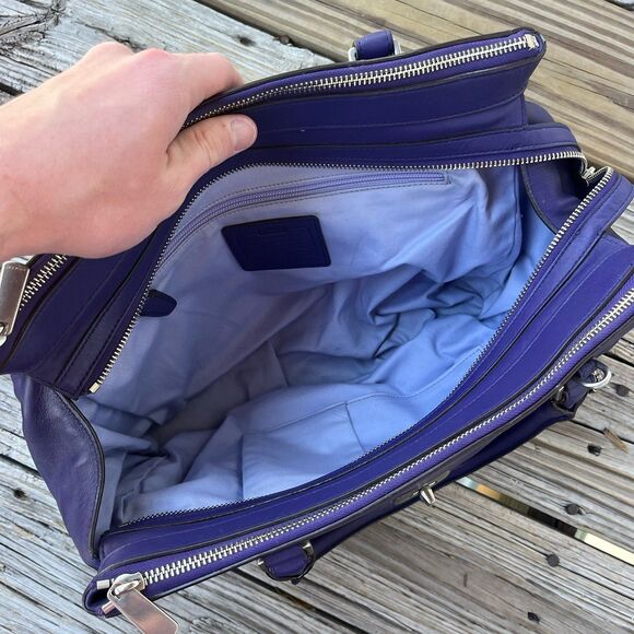 Coach Legacy Leather Large Harper Triple Zip Satchel Bag 23563 Purple - Picture 8 of 12